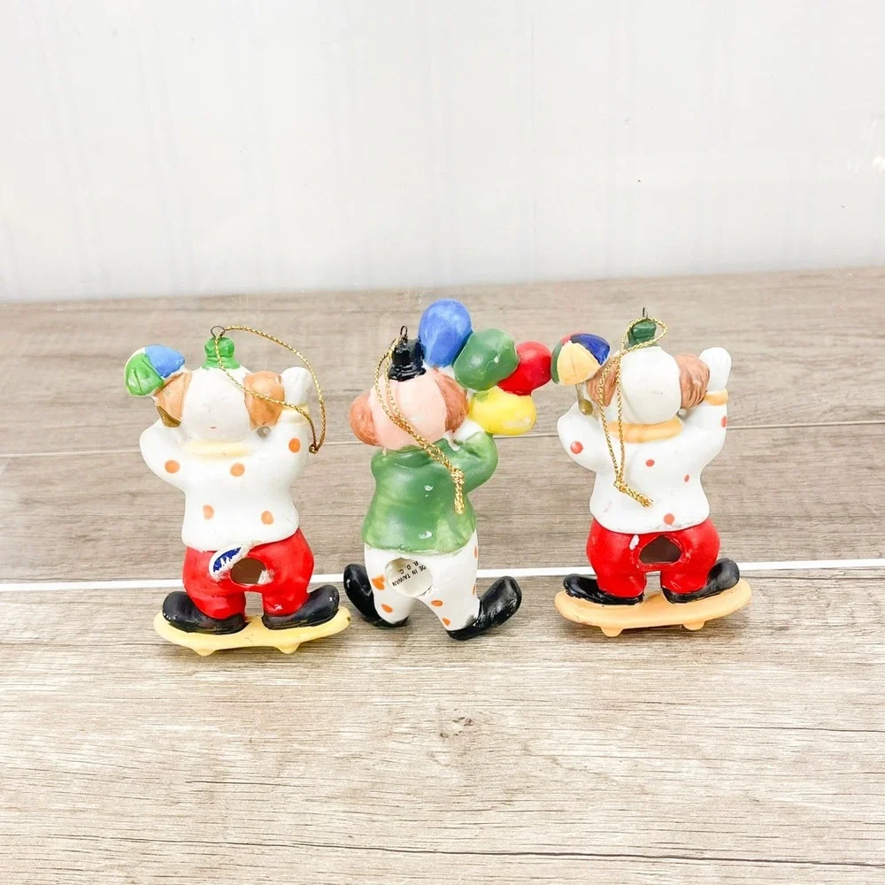 Ceramic Christmas Clown Ornaments Each Are Very‎ Detailed SET OF 3